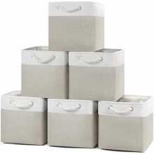 Cubes de rangement pliables en tissu 1111 avec poignées en corde de coton, bacs décoratifs pour placard/étagères/chambre d'enfant – Lot de 6,