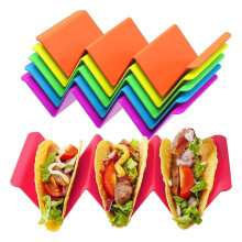 Taco Holders Set of 6, Taco Stand With Easy-Access Handle, Each Can Hold 2 To 3 Tortillas, Oven Safe for Baking, Dishwasher and Microwave Safety