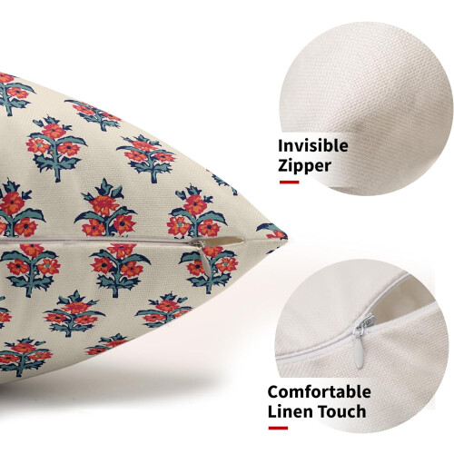 Καλύμματα μαξιλαριού μέσης με λουλούδια, μπλε πορτοκαλί, μπορντό 12x20 2