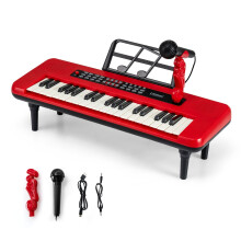 37klávesové dětské digitální piano s mikrofonem a stojanem, červené