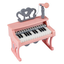 Elektrisches Kinder-Keyboard, 25 Tasten, Mikrofon & Ständer, Rosa