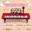 Pianoforte digitale per bambini a 37 tasti con microfono e supporto, rosso 3