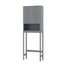 WC-Schrank mit verstellbarem Einlegeboden, graues MDF