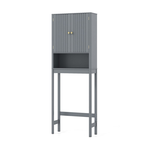 WC-Schrank mit verstellbarem Einlegeboden, graues MDF