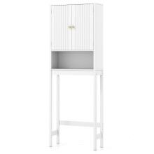 WC-Schrank mit verstellbarem Einlegeboden, weißes MDF