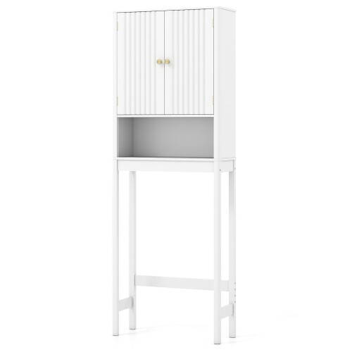 WC-Schrank mit verstellbarem Einlegeboden, weißes MDF