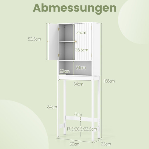 WC-Schrank mit verstellbarem Einlegeboden, weißes MDF 1