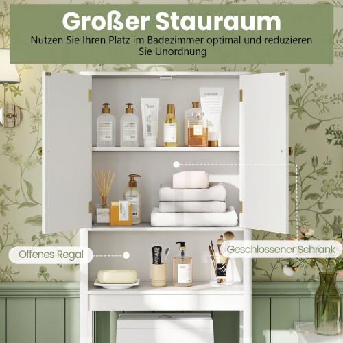 WC-Schrank mit verstellbarem Einlegeboden, weißes MDF 2