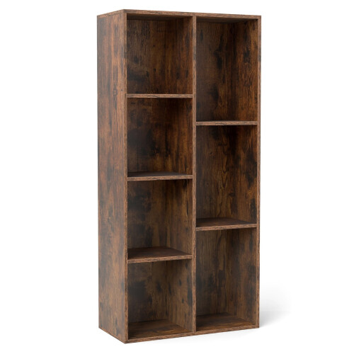 Estantería de 7 cubos, vertical u horizontal, marrón rústico