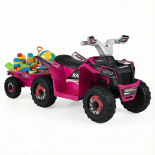 6V Kinder-Elektro-Quad mit Anhänger, Rosa, ab 3 Jahren