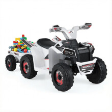 6V Kinder-Elektro-Quad mit Anhänger, robusten Rädern, Weiß