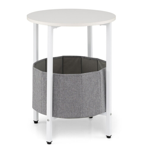 Table d'appoint ronde avec panier en feutre amovible, rangement