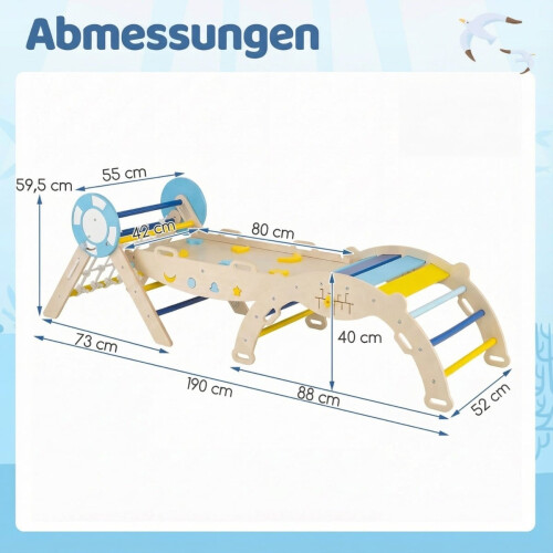 3-teiliges Kletterset im maritimen Stil mit Rutsche und Bogen 1
