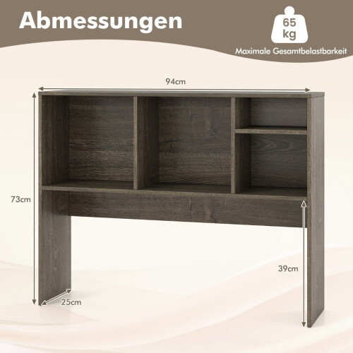 Schreibtischregal mit 4 Fächern, 94 x 25 x 73 cm, Grau 1