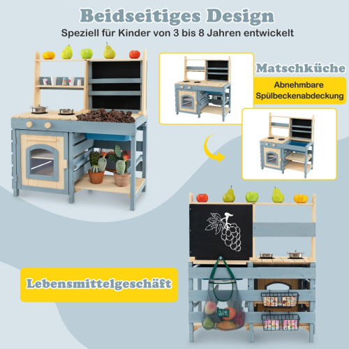 Cucina da esterno per bambini in fango con rubinetto e lavello rimovibile 1