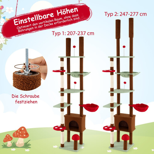 Deckenhoher Katzenbaum mit Hängematte und Sisalstämmen 2