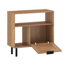 Table de chevet bohème en rotin avec étagère de rangement et pieds en métal