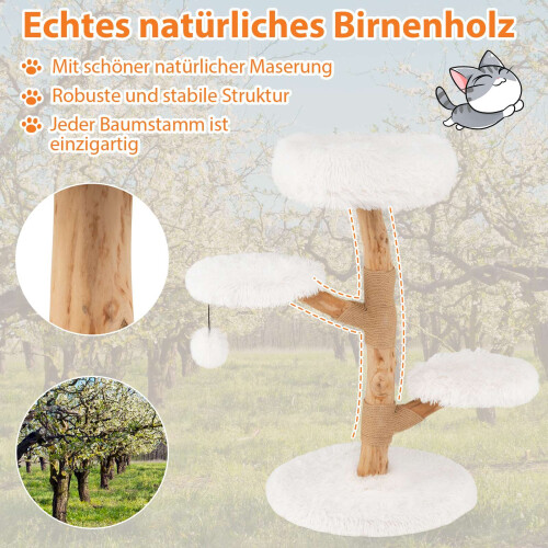 Macskafa Torony, 90cm, Körtefa, Fehér, Többszintes 1
