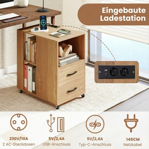 Rollbarer Beistelltisch mit Ladestation und Ablagefläche 2
