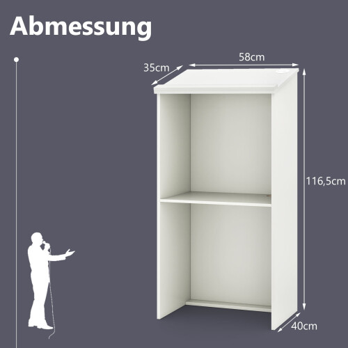 Stehpult mit Ablage und Kabelmanagement, Weiß 1