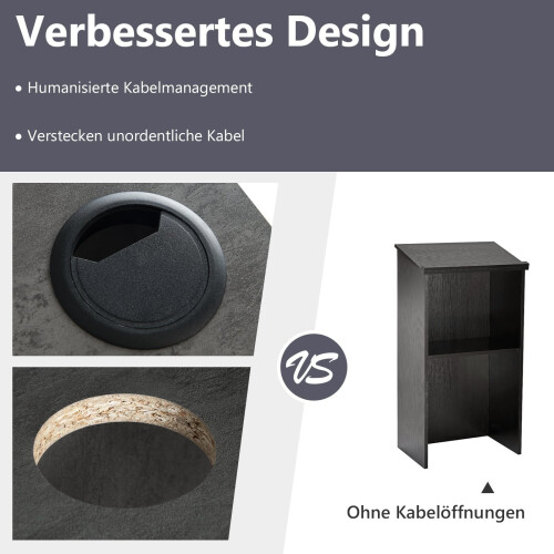 Stehpult mit Ablage und Kabelmanagement, Grau 2