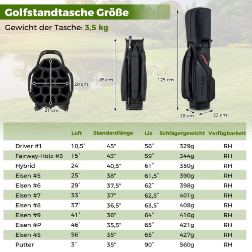 Golfschlägerset für Rechtshänder (Herren) mit Standbag 1