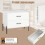 Comodino in legno a 2 cassetti con gambe in metallo, bianco 2
