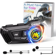 Motorcycle Bluetooth Headset IPX6 Waterproof with Noise Cancellation and Voice Assistant for Single Rider