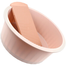 Washboard Basin for Laundry Clothes Hand Washing Portable Plastic Washtub for Home Bathroom 13.9x5.4 Inch Pink