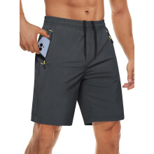 Pantaloncini sportivi da uomo ad asciugatura rapida, lunghezza 9 pollici, con 3 tasche