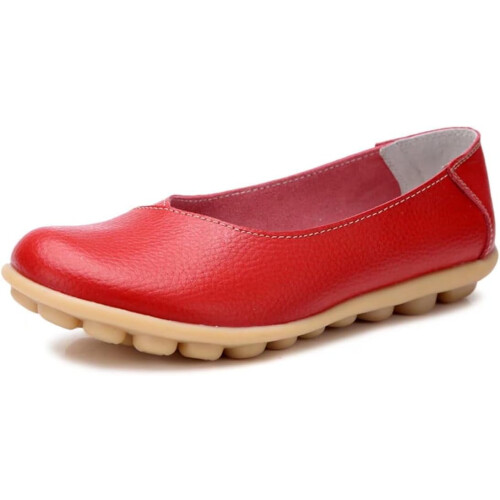 Γυναικεία Δερμάτινα Παπούτσια Loafers Μονόχρωμα Slip-on Flat Παπούτσια Άνετα Casual Φλατ για