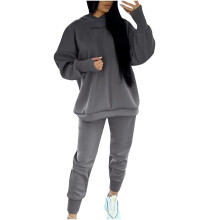 Dames tweedelige outfits, bijpassende sets met hoodies met ronde hals, effen truien met lange mouwen en wijde broeken, trainingspakken en loungesets.