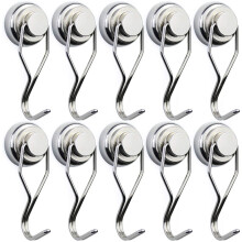 Svängbar magnetisk krok, 60LB kylskåpsmagnetkrokar, 10-pack starka neodymmagnetkrokar för kylskåp, andra magnetiska ytor