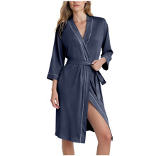 Damepysjamaskjole Nattkåpe Omslagsstil Knytebelte 7/8-ermet Polyester Spandex Børstet Fleece Flanellfôret Pluss størrelse S - 2XL Nattkjole