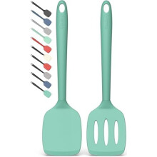 Conjunto de 2 espátulas de silicone, resistentes ao calor e livres de BPA, compatíveis com panelas antiaderentes.