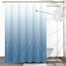 Moderni Ombre-raidallinen sininen suihkuverhosetti, vettähylkivä, 183x183 cm, rauhallinen sininen ja harmaa, hotellilaatua