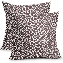 Clúdaigh Piliúir Leopard Donn Dorcha & Bán 20x20" (2 phíosa), Cadás-Línéadach, Maisiúcháin Allamuigh/Laistigh, Comhoiriúnach le hIonchláir