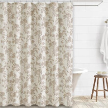 Cuirtín Cithfholcadáin Bhéasach Cadás Línéadach Bláthanna Cuirtín Cithfholcadáin Cottagecore don Seomra Folctha 72" L x 72" F Boho Farmhouse