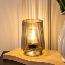 MJ Batteriebetriebene Lampe mit Timer – Kabellose LED-Glas-Akzentlampe für Zuhause, Wohnzimmer, Eingangsbereich, Studentenwohnheim (Grau)