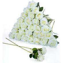 Buquê com 30 rosas artificiais pretas de seda, flores artificiais realistas de caule longo para decoração de casamentos, festas e casa.