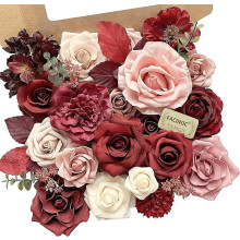 Set de ramos de rosas artificiales rosas – 19 piezas para decoración de bodas, despedidas de soltera, centros de mesa, decoración del hogar y