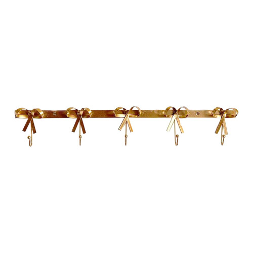 Ράφι τοίχου 5Hooks γάντζοι για καπέλα σε σχήμα φιόγκου για τσάντες, σαλόνι, χρυσό 1