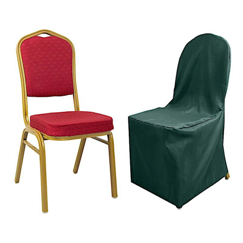 Fundas para sillas de banquete BalsaCircle10 Hunter Green Solid Solid Polyester Slipcovers 2