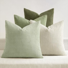 Fodere per cuscini lombari in stile rustico moderno, 45x45 cm, set da 4, velluto a coste naturale, tonalità calde neutre, verde chiaro, per