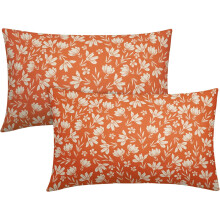 Oranje kussenhoezen met bloemenprint 12x20 inch (2 stuks)