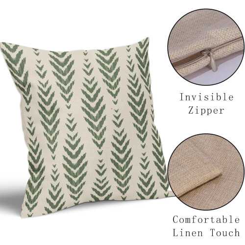 Μαξιλαροθήκες Boho σε χρώμα Sage Green 18x18, Σετ 2 τεμαχίων, Γεωμετρικές θήκες μαξιλαριού 1