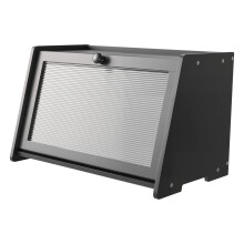 Große Brotaufbewahrungsbox aus Bambus für die Küchenarbeitsplatte, Holzorganizer für selbstgebackenes Brot mit gewellter Acryltür, Schwarz