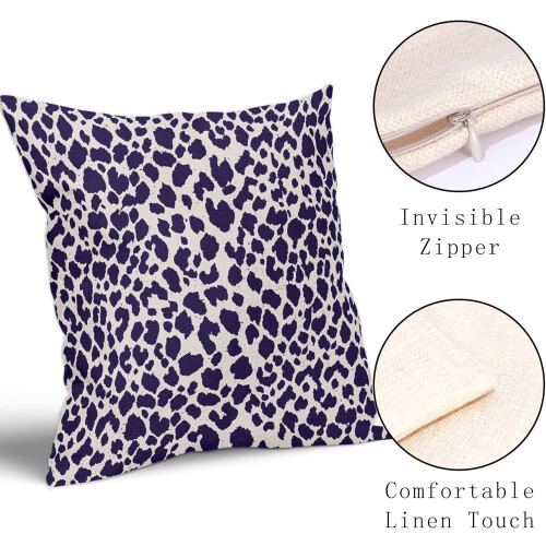 Fodere per cuscini con stampa leopardata blu e bianca, 50x50 cm, set da 2 2