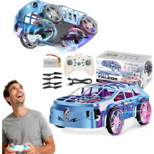 Auto radiocomandata e drone 2 in 1 con modalità senza testa, decollo/atterraggio con un solo tasto, luci a LED - Blu