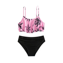 Costum de baie pentru copii, fete, cu imprimeu de cocos, din 2 piese, costum de baie drăguț, pentru 13-14 ani